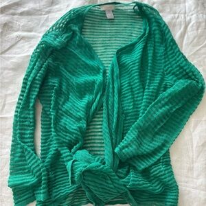Chico's Open-Front Teal Green Lightweight Cardigan